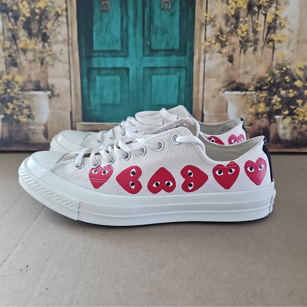 Converse Comme Des Garcons Play Chuck Taylor Shoes Men 9 Wmn 11 White Hidden Low